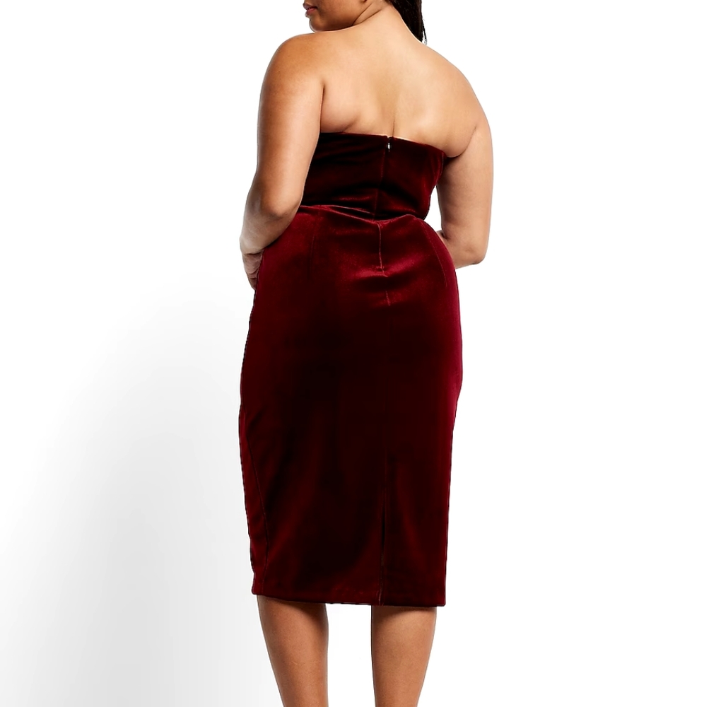 New Express Ruby Red Velvet Strapless Sweetheart … - image 7